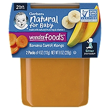Gerber 2nd Foods Natural for Baby Banana Carrot Mango Baby Food, Sitter, 4 oz, 2 count