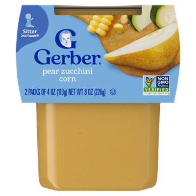 Gerber 2nd Foods Natural for Baby Pear Zucchini Corn Baby Food, Sitter