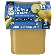 Gerber 2nd Foods Natural for Baby Pear Zucchini Corn Baby Food, Sitter, 4 oz, 2 count