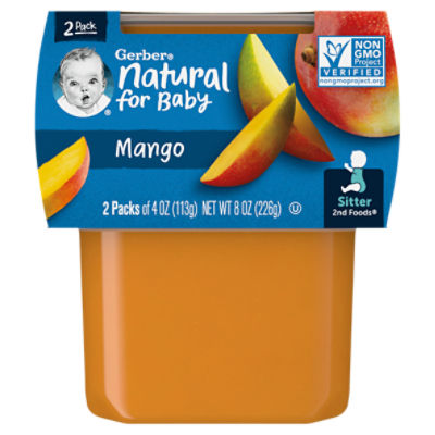 Gerber 2nd Foods Natural for Baby Mango Baby Food, Sitter, 4 oz, 2 count, 8 Ounce