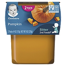 Gerber 2nd Foods Natural for Baby Pumpkin Baby Food, Sitter, 4 oz, 2 count