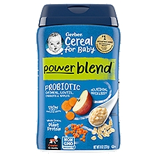 Gerber Cereal Power Blend Probiotic Oatmeal Lentil, 8 Oz, 8 Ounce
