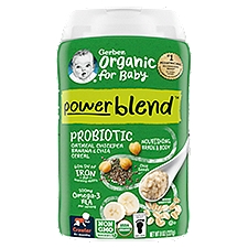 Gerber Powerblend Organic Oatmeal Chickpea Banana Chia Probiotic, Cereal, 8 Ounce