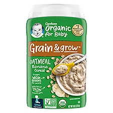 Gerber 2nd Foods Organic for Baby Grain & Grow Oatmeal Banana Cereal Baby Food, Sitter, 8 oz, 8 Ounce