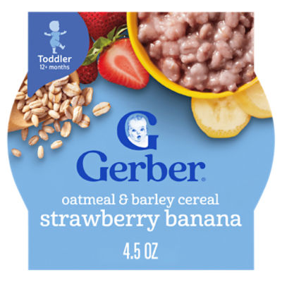 Gerber Strawberry Banana Oatmeal & Barley Cereal Baby Food, Toddler 12+ months, 4.5 oz