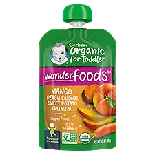 Gerber Toddler Food, Organic Mango Peach Carrot Sweet Potato Oatmeal, 3.5 Ounce