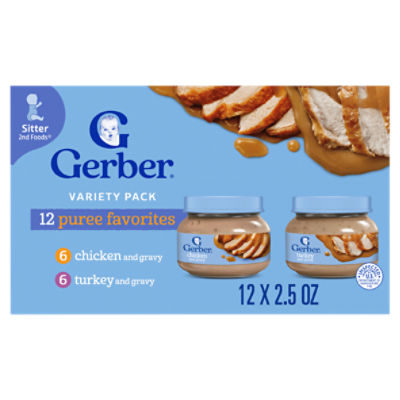 Gerber Puree Favorites Baby Food Variety Pack, Sitter, 2.5 oz, 12 count