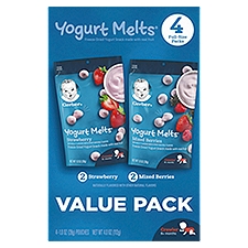 (Pack of 4) Gerber Yogurt Melts Strawberry & Mixed Berry Yogurt Snack Variety Pack, 1 oz