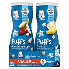Gerber Puffs Banana & Apple Strawberry, Cereal Snacks, 5.92 Ounce