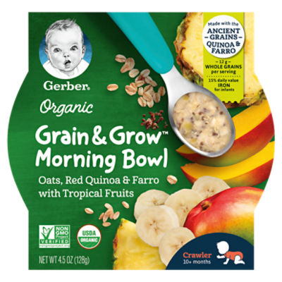 Gerber Grain & Grow Organic Morning Bowl Baby Food, Crawler, 10+ Months, 4.5 oz