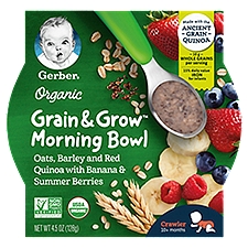 Gerber Grain & Grow Organic Morning Bowl Baby Food, Crawler, 10+ Months, 4.5 oz