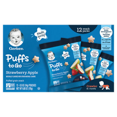 Gerber Puffs to Go Strawberry Apple, Puffed Grain Snack