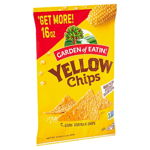 Party Size. Made with organic yellow corn. Made with no genetically engineered ingredients. 