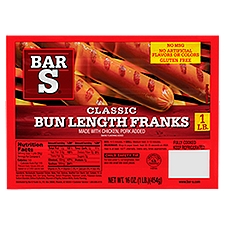Bar-S Classic Bun Length Franks, 8 count, 16 oz, 16 Ounce