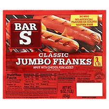 Bar-S Classic Jumbo Franks, 8 count, 16 oz