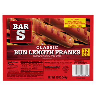 Bar-S Classic Bun Length Franks, 12 oz