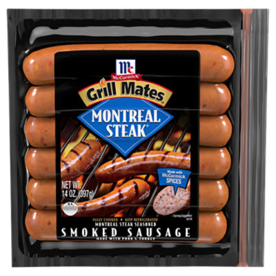 McCormick Grill Mates Montreal Steak Seasoned Smoked Sausage, 6 count