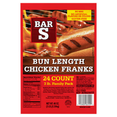 Bar-S Bun Length Chicken Franks Family Pack, 24 count, 48 oz