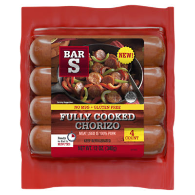Bar S Fully Cooked Chorizo, 4 count, 12 oz