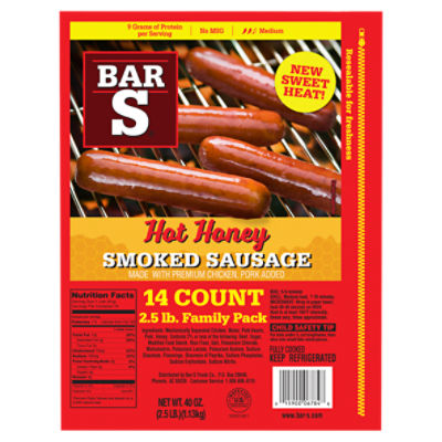 Bar S Hot Honey Smoked Sausage Family Pack 14 count, 40 oz
