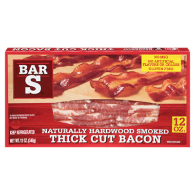 Bar-S Naturally Hardwood Smoked Thick Cut Bacon, 12 oz