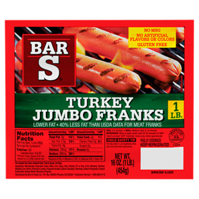 BarS Turkey Jumbo Franks, 8 count, 16 oz Price Rite