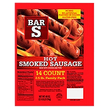 Bar-S Hot Smoked Sausage Family Pack, 14 count, 40 oz, 40 Ounce