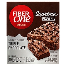 Fiber One Supreme Brownie Triple Chocolate Brownies, 1.13 oz, 5 count, 5.65 Ounce