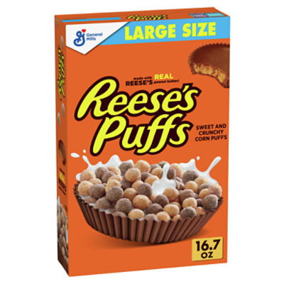 General Mills Reese's Puffs Sweet & Crunchy Corn Puffs Large Size, 1 lb 0.7 oz