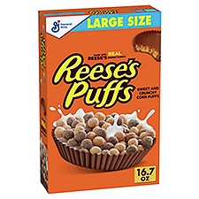 General Mills Reese's Puffs Sweet & Crunchy Corn Puffs Large Size, 1 lb 0.7 oz, 16.7 Ounce