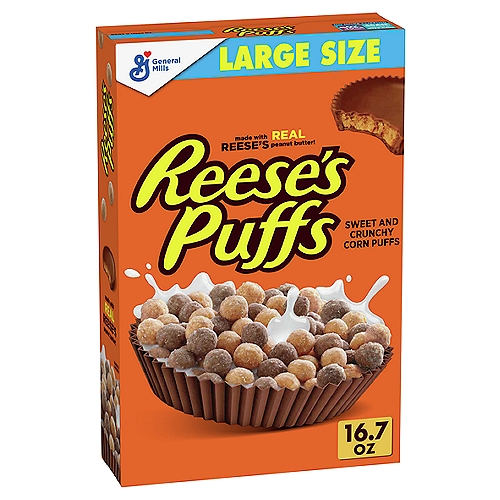General Mills Reese's Puffs Sweet & Crunchy Corn Puffs Large Size, 1 lb 0.7 oz