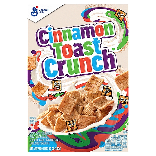 General Mills Cinnamon Toast Crunch Crispy, Sweetened Whole Wheat & Rice Cereal, 12 oz