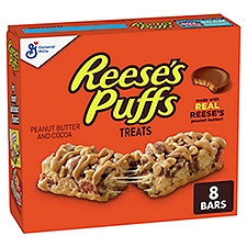 General Mills Reese's Puffs Peanut Butter and Cocoa Treats Bars, 0.85 oz, 8 count