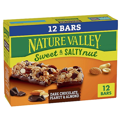 Nature Valley Dark Chocolate, Peanut & Almond Sweet & Salty Nut Chewy Granola Bars, 1.2 oz, 12 count