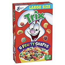 General Mills Trix 6 Fruity Shapes Sweetened Corn Puffs Large Size, 13.9 oz, 14.8 Ounce