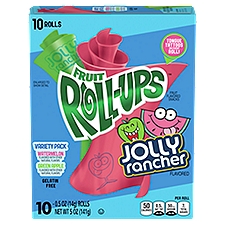 Fruit Roll-Ups Jolly Rancher Watermelon and Green Apple, Fruit Flavored Snacks, 5 Ounce