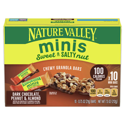 Nature Valley Minis Dark Chocolate, Peanut & Almond Chewy Granola Bars ...