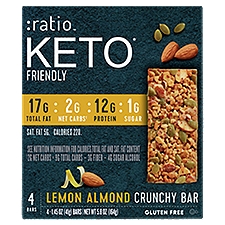Ratio Keto Friendly Lemon Almond Crunchy Bars 4 Count
