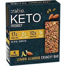 Ratio Keto Friendly Lemon Almond Crunchy Bars 4 Count