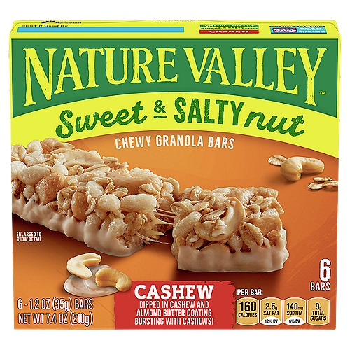 Nature Valley Sweet & Salty Nut Cashew Chewy Granola Bars, 1.2 oz, 6 count