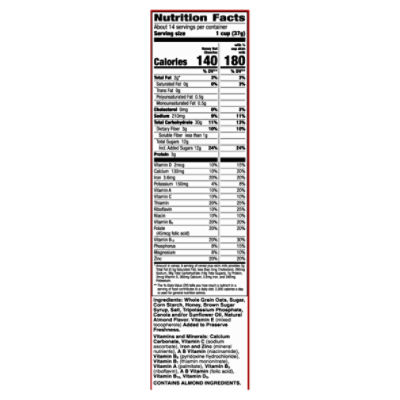 Nutrition facts of 2025 honey nut cheerios