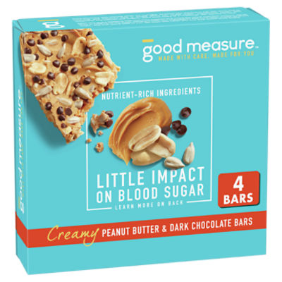 Good Measure Creamy Peanut Butter & Dark Chocolate Bars, 1.41 oz, 4 count