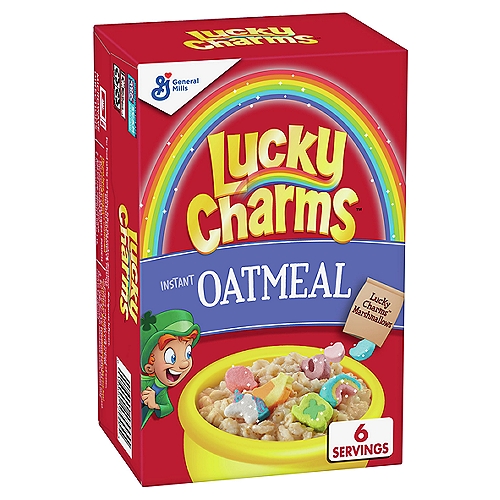 GMI LUCKY CHARMS OATMEAL 6CT
Vanilla Flavored Oatmeal with Other Natural Flavors

Lucky Charms™ Marshmallows

They're Magically Delicious™