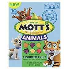 Mott's Animals Assorted Fruit Flavored Snacks, 0.8 oz, 10 count, 0.8 Ounce