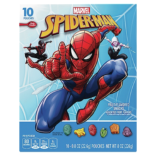 Betty Crocker Marvel Spider-Man Assorted Fruit Flavored Snacks, 0.8 oz, 10 count