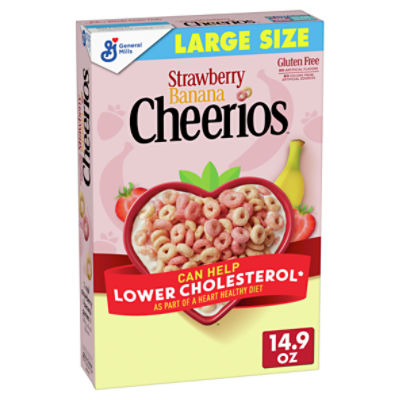 General Mills Cheerios Strawberry Banana Sweetened Whole Grain Oat Cereal Large Size, 14.9 oz