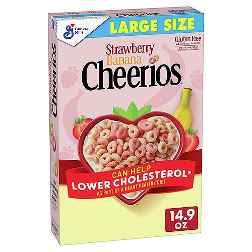 General Mills Cheerios Strawberry Banana Sweetened Whole Grain Oat Cereal Large Size, 14.9 oz