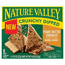NATURE VALLEY Crunchy Dipped Peanut Butter Chocolate, Granola Squares, 4.68 Ounce