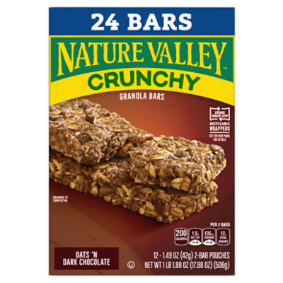 Nature Valley Crunchy Oats 'N Dark Chocolate Granola Bars, 1.49 oz, 12 count