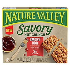 Nature Valley Savory Nut Crunch Smoky BBQ Crispy Nut Bar, 0.89 oz, 5 count, 4.45 Ounce
